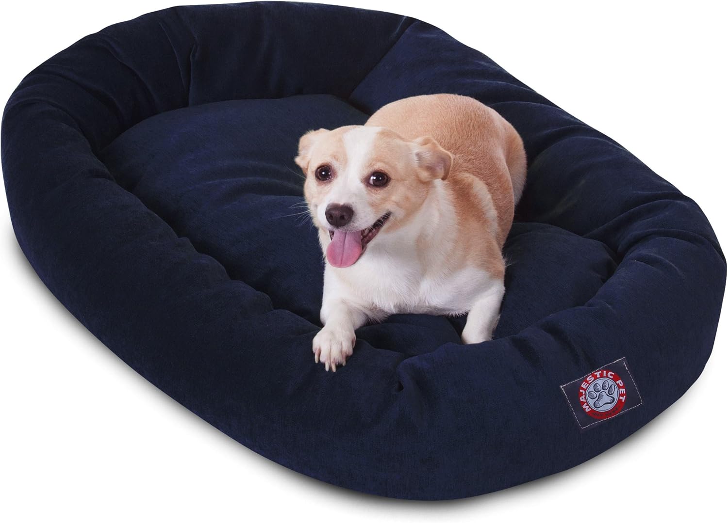 Majestic Pet Villa 32 Inch Shredded Memory Foam Dog Bed for Medium Sized Dogs 32x23x7 InchOrthopedic Dog Bed - Durable Pet Bed - Washable Medium Pet Bed with Head Support-Navy