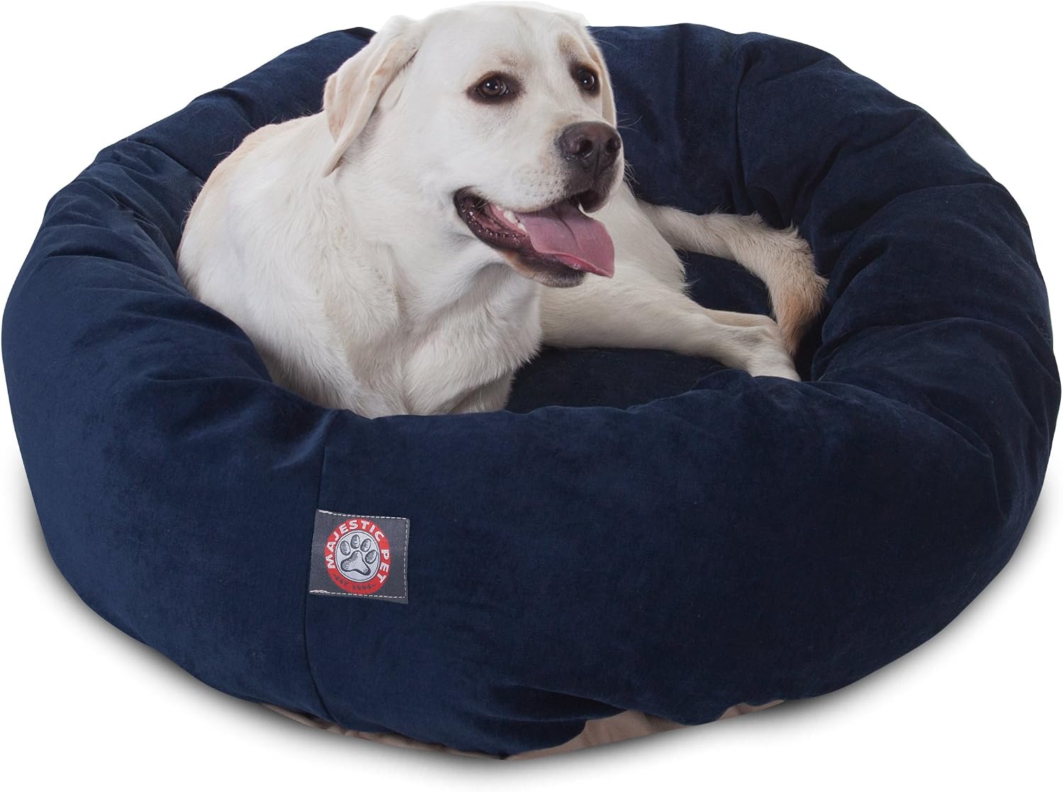 Majestic Pet Villa 40 Inch Shredded Memory Foam Dog Bed for Large Sized Dogs 40x29x9 InchOrthopedic Dog Bed with Removable Washable Cover-Washable Large Pet Bed with Head Support-Navy