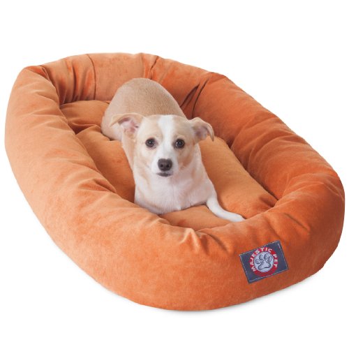Majestic Pet Villa 32 Inch Shredded Memory Foam Dog Bed for Medium Sized Dogs 32x23x7 InchOrthopedic Dog Bed - Durable Pet Bed - Washable Medium Pet Bed with Head Support-Orange