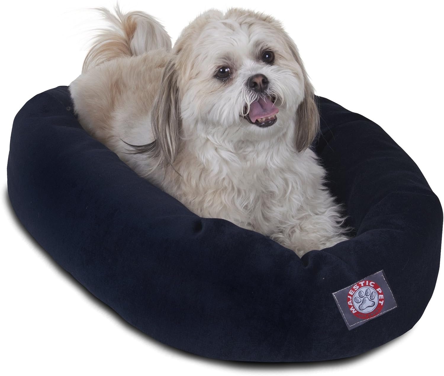 Majestic Pet Villa 24 Inch Shredded Memory Foam Dog Bed for Small Sized Dogs 24x19x7 InchOrthopedic Dog Bed - Durable Pet Bed - Washable Small Pet Bed with Head Support-Navy