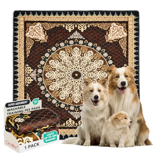 Qeils Washable Pee Pads for Dogs, Reusable Puppy Pads Super Absorbent Leakproof Dog Training Pads, Non-Slip Wee Wee Pads for Crate, Floor, Potty Pads Feeding Mat Dog Pee Extra Large Pee Pads 72"x72"