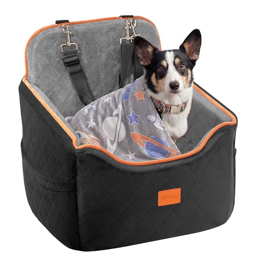 Dog Car Seat for Small Dog with Washable Mat, Memory Foam Booster Seat for Dogs Under 30lb, Elevated Pet Seat with Pockets, Anti-Slip Bed for Car, Perfect for Front & Back Seats with Safety Leash