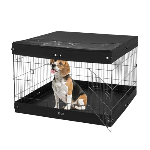 VEVOR Dog Playpen, 4 Pcs 24 x 36 in Panels Foldable Metal Pet Exercise Pen, Dog Fence Indoor and Outdoor Pen with Door, Top Cover, and Bottom Pad, Pet Playpen for Dogs, Cats and Other Small Animals