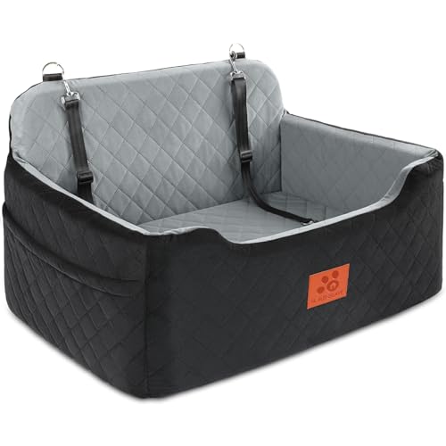 Dog Car Seat for Medium/Large Dogs,Dog Booster Seat for Dog Under 50lbs or 2 Small Dogs, Detachable and Washable Pet Car Seat,Multi-Functional Travel Dog Bed & Dog Sofa(Black/Grey)