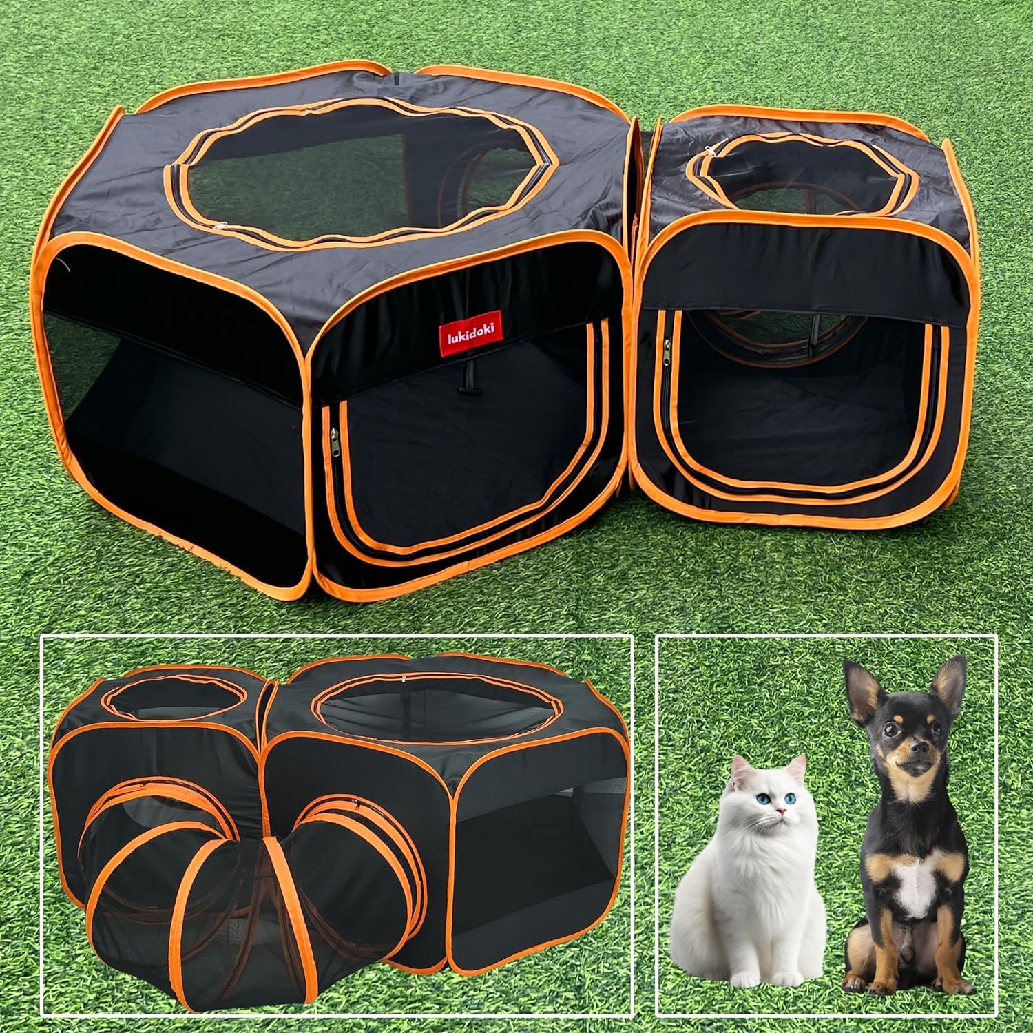 Portable Cat Playpen 2-Room (lukidoki)