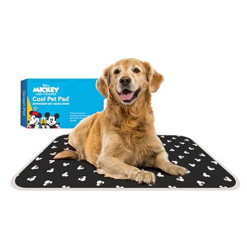 The Green Pet Shop Cool Pet Pad - Large, Disneys Mickey & Minnie Mouse - Self-Cooling, Pressure Activated Mat for Dogs & Cats from 46-80 lbs - Non-Toxic Gel, No Water Needed