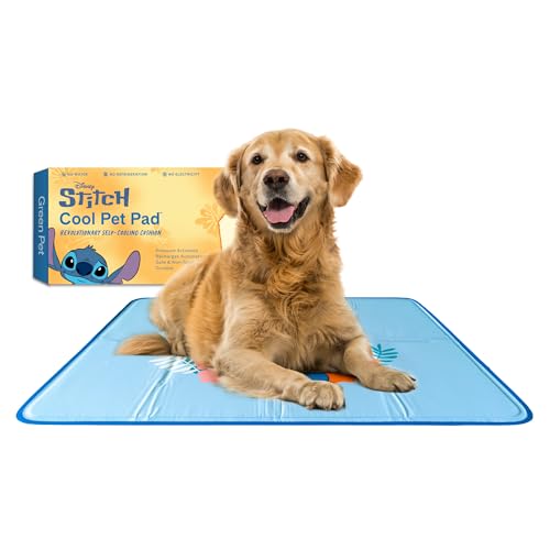 The Green Pet Shop Cool Pet Pad - Large, Disneys Stitch - Self-Cooling, Pressure Activated Mat for Dogs & Cats from 46-80 lbs - Non-Toxic Gel, No Water Needed