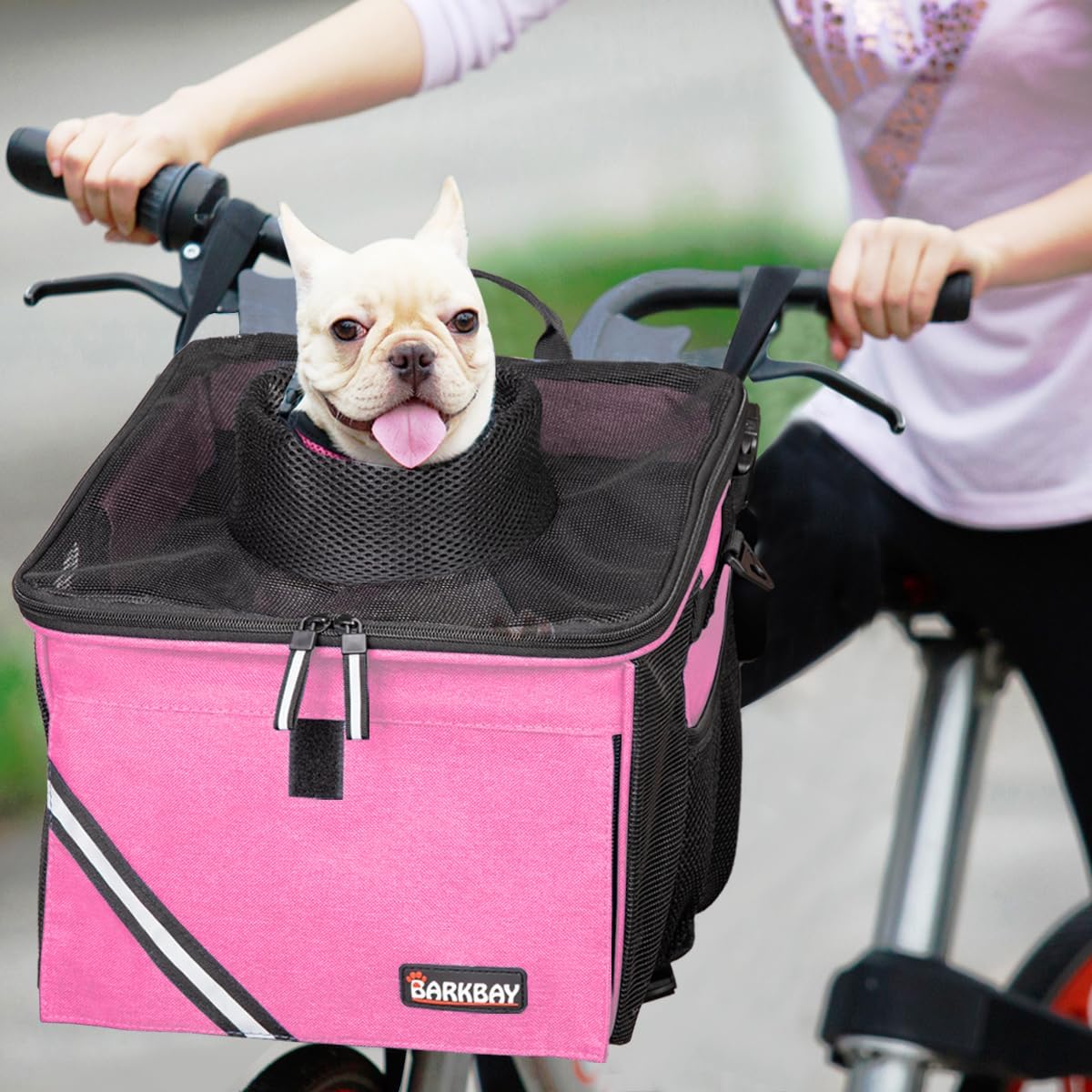 BARKBAY Pet Carrier Bicycle Basket (Pink)