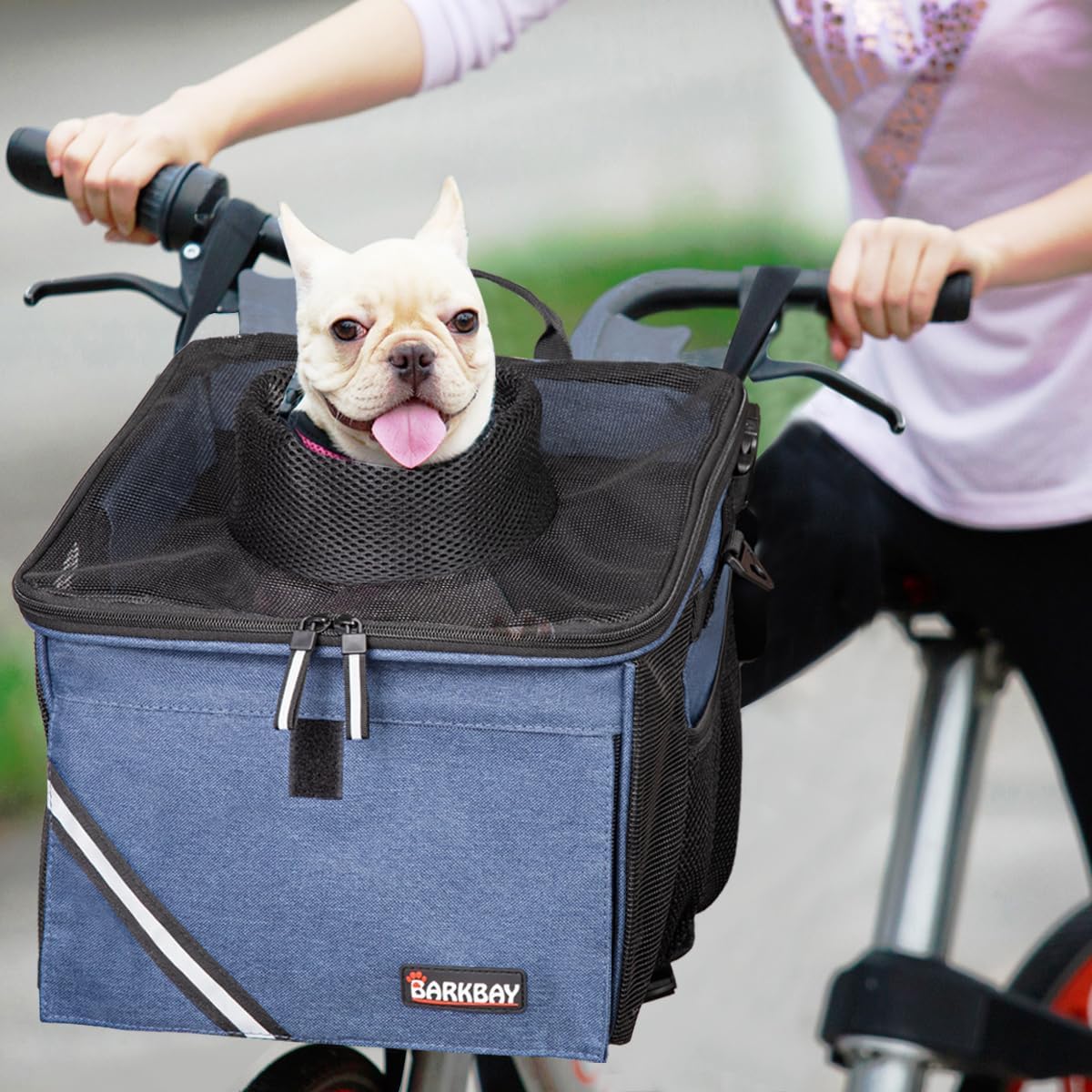 Pet Carrier Bicycle Basket Bag Pet Carrier/Booster Backpack for Dogs and Cats with Big Side Pockets,Comfy & Padded Shoulder Strap,Travel with Your Pet Safety(Classic Blue)