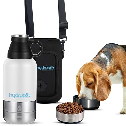 Hydropet Portable Dog Water Bottle (64 oz) - Insulated Dogs & Cats Travel Bottles, Stainless Steel - Detachable Dog Food Bowl and Water Bowl - Great for Daily Walks - Puppy Essentials & Accessories