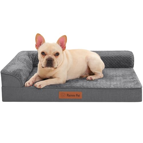 Orthopedic Dog Bed Medium Size Dog, 3 Inch Memory Foam Pet Bed for Small and Medium Dogs, Washable Removable Cover, Nonskid Bottom, Waterproof, 30x20 Inches S Dark Grey