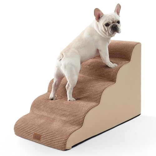 COZY KISS Extra Wide Dog Stairs (Light Brown)