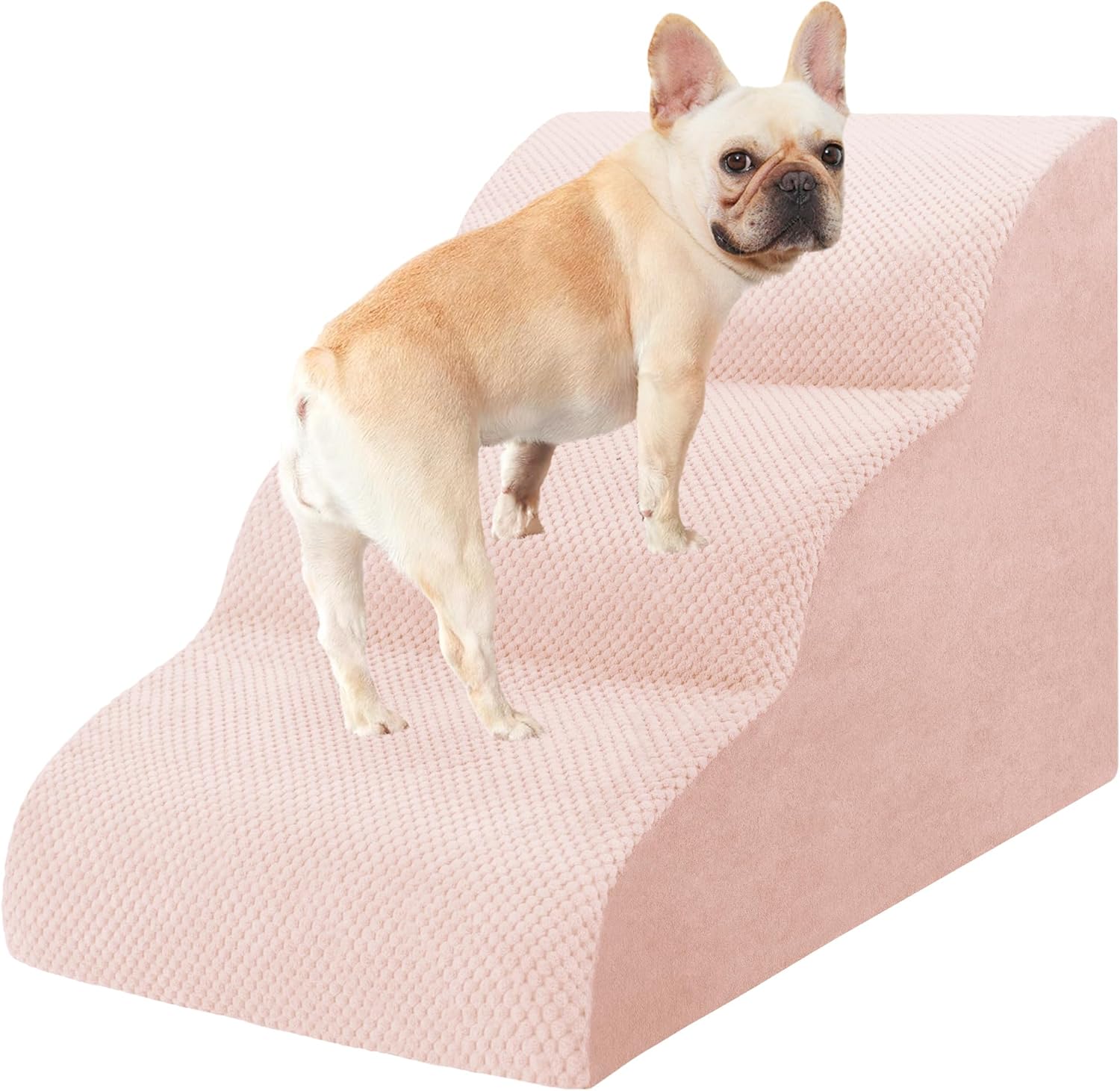 Dog Stairs for Small Dogs, 3 Tiers High Density Foam Dog Ramp, Extra Wide Non-Slip Pet Steps for High Beds Or Couch, Soft Foam Doggie Ladder for Dogs Injured, Older Pets, Small Cats