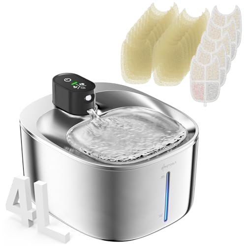 Cat Water Fountain Stainless Steel,152oz/4L Wireless Pet Fountain (Quiet)