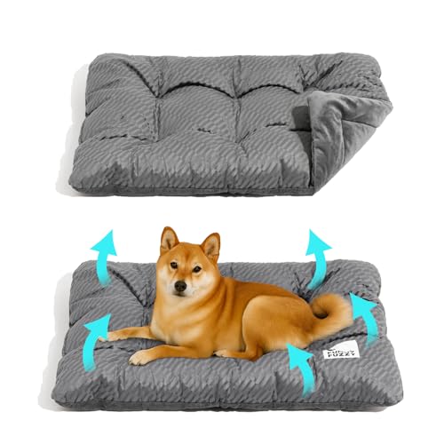 FUNNY FUZZY 3523 Washable Dog Crate Bed,Orthopedic Cushion Mattress for Large Dogs-Fits 36 Inch Dog Crates, Reversible,Durable & Comfortable Pet Bed,L,Charcoal Grey
