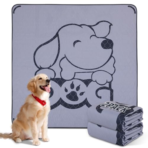 Washable Pee Pads for Dogs: 72x72 Extra Large Reusable Whelping Pads Dog Mats for Floor - Fast Absorbent Pet Training Pads , Puppy Playpen Mat for Incontinence, Housebreaking - 2PACKS
