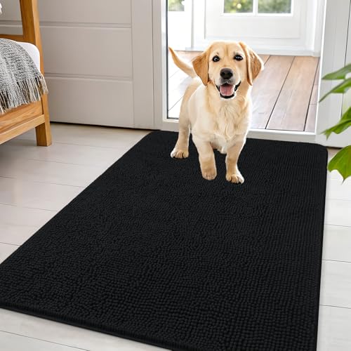 OLANLY 44x32 Chenille Mud Mat (Black)
