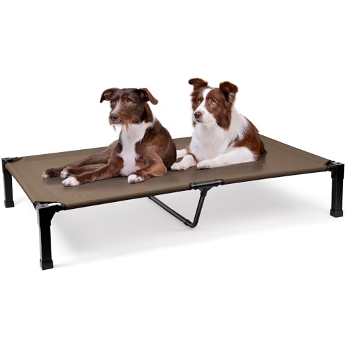 Heeyoo Elevated Dog Bed, Cooling Raised Pet Cot with Chew Proof Washable Breathable Mesh and Metal Frame, Portable Dog Cot Bed with No-Slip Feet for Outdoor or Indoor Use