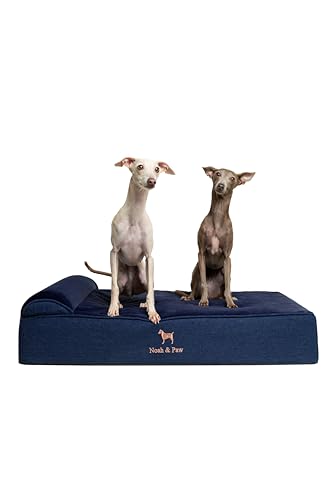 NOAH & PAW Large Dog Bed, 35x25x8.7 Inch, Orthopedic Dog Beds, Eggshell Memory Foam Infused with Cooling Gel, Waterproof, Machine Washable, Includes Inner Cover (Denim Collection)