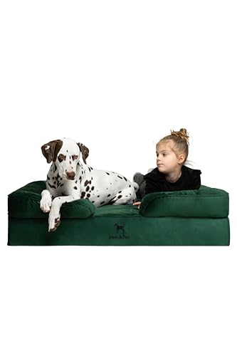 NOAH & PAW XL Dog Bed, 45x35x11 Inch, Orthopedic Large Dog Beds, Eggshell Memory Foam Infused with Cooling Gel, Inner Cover, Waterproof, Machine Washable (Velvet Sofa Collection)