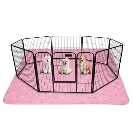 Sunheir Washable Pee Pads for Dogs 72"x72", Extra Large Reusable Puppy Pads Pet Training Pads for Dog Playpen, Waterproof Pee Pads for Puppy Playpen, Whelping Pad, Dog Playpen Indoor - Pink