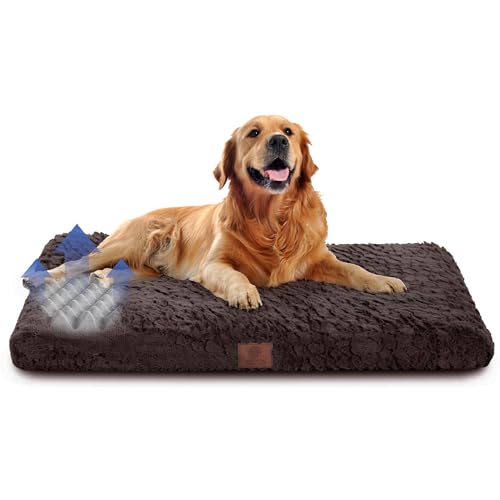 AMERICAN KENNEL CLUB Orthopedic Memory Foam Dog Crate Mat, Egg Crate Foam Cushion, Washable Cover, Non-Slip Base, Eases Joint Pain, Breathable, Durable, 42x27, Brown