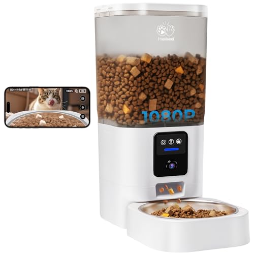 Automatic Cat Feeder with 2K HD Camera: Automatic Dog Feeder with Night Vision, Cat Food Dispenser with 5G WiFi for Multiple Pet, Detachable for Easy Clean - 29 Cup (7L Large Capacity)