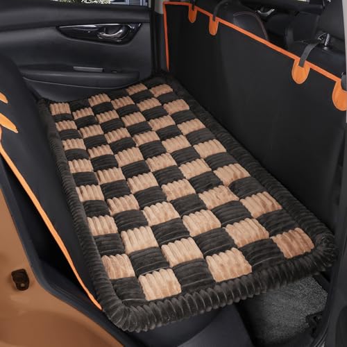 Dog Bed Mat for Trucks, Non-Slip Car Dog Bed for Pickup Back Seat Extenders, Soft Furry Travel Pet Mat, Washable and Custom Fit for Truck Backseat Extenders & Hammock Seat Covers (58"29" Brown)