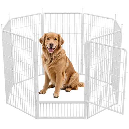 SunsGrove Dog Play Pen Indoors, 45 Inch 8 Panels Dog Playpen for Large Dogs, Easy Setup Anti-Rust Pet Fence, White