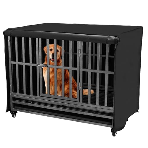48 inch Heavy Duty Dog Crate Cover Durable 600D Oxford Fabric Dog Kennel Cover Soundproof Waterproof Sunshade Fit For Wire Dog Cage Covers With Breathable Side Window( Only Covers)