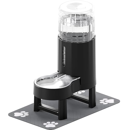 CZPET Elevated Dog Water Bowl Dispenser with Mat for Large Dogs,Tall Raised Pet Waterer Stand,Relieve Neck Pressure,Large Capacity and Drinking Area Noise-Free for Pets (7L+Stand+Mat)