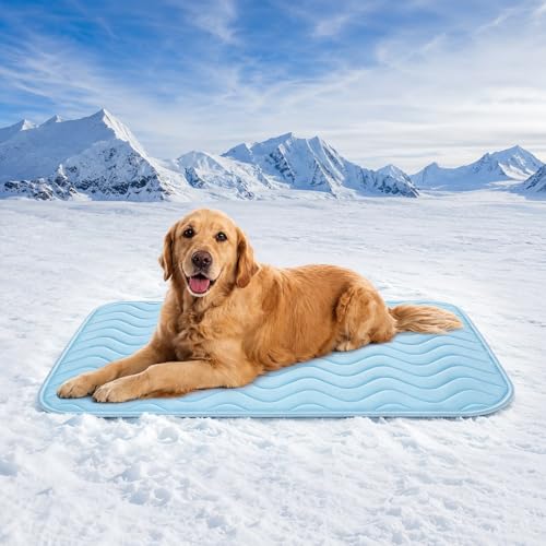Dog Cooling Mat, Portable Dog Crate Pad, Washable Pad Bed, Indoor Outdoor Uses in Kennel, Bed, Sofa or Car, Providing a Cool and Comfortable Experience for Your pet During Summer (40"x28")