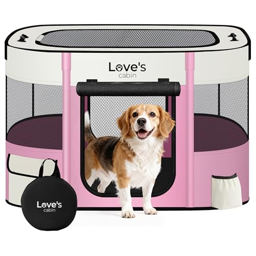 Love's cabin Dog Playpen (Light Pink)