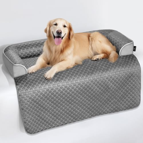XL Cooling Dog Bed  45 x 37 inch Waterproof Couch Cover for Dogs Washable, Non-Slip Bottom Self Cooling Mat for Dogs, Durable & Non-Gel, Dog Couch Bed for Sofa Floor Car, Cooling Grey