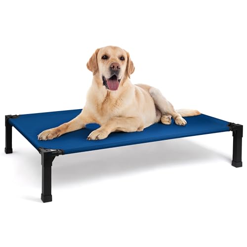 Heeyoo Elevated Dog Bed, Cooling Raised Pet Cot with Chew Proof Washable Breathable Mesh and Metal Frame, Portable Dog Cot Bed with No-Slip Feet for Outdoor or Indoor Use
