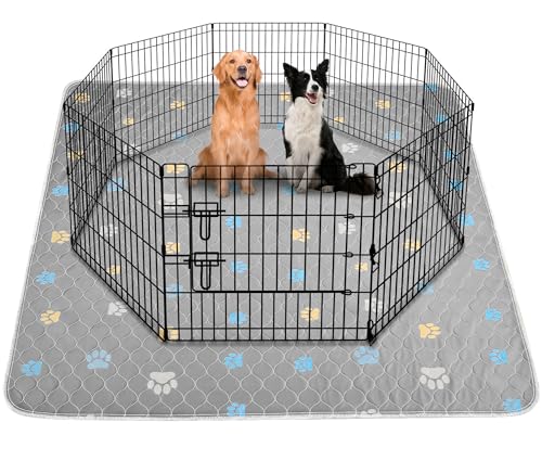Aitmexcn Washable Puppy Dog Pee Pad, 2PCS 100% Waterproof Whelping Training Mat for Puppy/Senior Dog, Fast Drying Reusable Puppy Pads for Indoor, Outdoor and Car Travel- 48'' x 48'' - Llight Gray