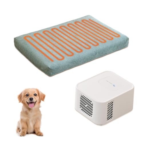 Pet Bed Cooling System, Consistent Warm and Cold Water Pad, No Electric Shock or Chemical Gel Needed, Machine Washable Bed, Ideal for Home and Crates (Cooling & Heating Green, 30" x 20")