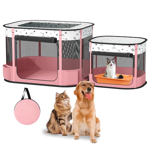 BUFOR Portable Cat Playpen, Pink