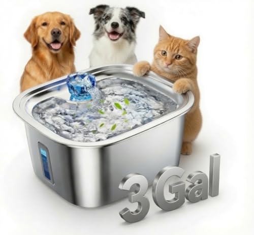 Dog Water Fountain for Large Dogs Stainless Steel, 3Gal