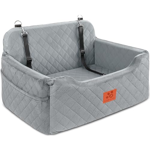 Dog Car Seat for Medium/Large Dogs, Dog Booster Seat for Pet Under 50lbs or 2 Small, Detachable and Washable Pet Car Seat,Multi-Functional Pet Travel Bed for Backseat(Grey)