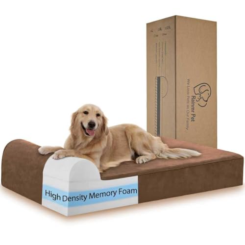 Orthopedic Dog Beds for Large Dogs, 7" Memory Foam Dog Beds with Waterproof Liner, Chew Proof Microsuede Cover, Removable and Washable, Nonskid Bottom, 48"x30" L Chocolate