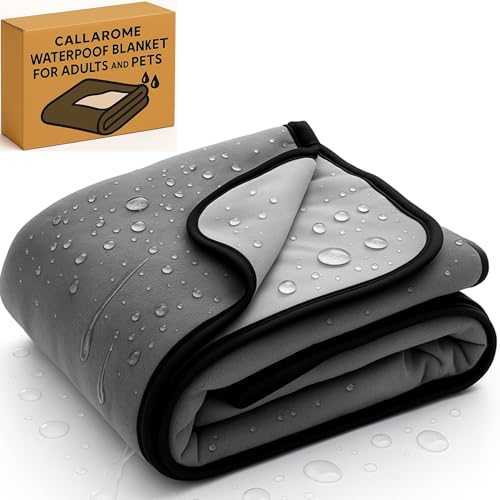 Waterproof Blanket - Multipurpose Blanket for Dogs, Pets or Kids - Soft Reversible Furniture Protector for Bed, Couch, or Dog Crate - Grey 50"x60"