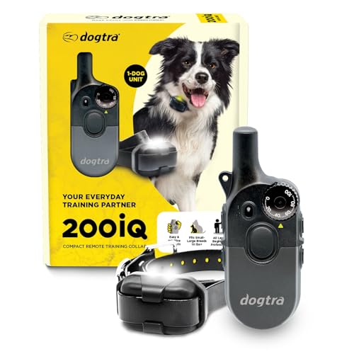 Dogtra 200iQ Remote Training E Collar  100 Levels, Tone, Vibration, 1/2 Mile Range  Compact, Waterproof, One-Handed Control for Dogs 10 lbs+  Lightweight Design for Daily Obedience Training