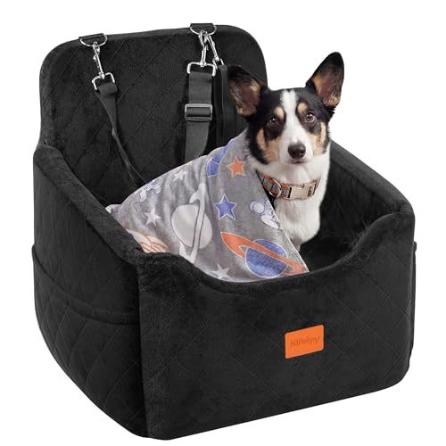 Dog Car Seat for Small Dog with Washable Mat, Memory Foam Booster Seat for Dogs Under 30lb, Elevated Pet Seat with Pockets, Anti-Slip Bed for Car, Perfect for Front & Back Seats with Safety Leash