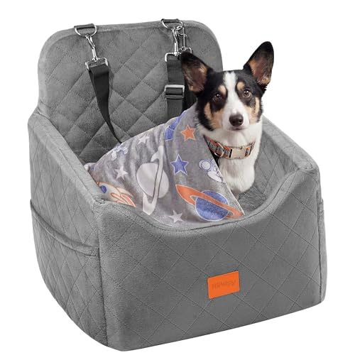 Dog Car Seat for Small Dog with Washable Mat, Memory Foam Booster Seat for Dogs Under 30lb, Elevated Pet Seat with Pockets, Anti-Slip Bed for Car, Perfect for Front & Back Seats with Safety Leash