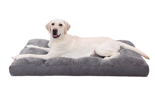 Dog Bed for Crate for Large Dog, Machine Washable Bed XL Crate Plush Pet Kennel Pad with Non-Slip Bottom, Pet Sleeping Mat, 41x27 inch, Dark Gray
