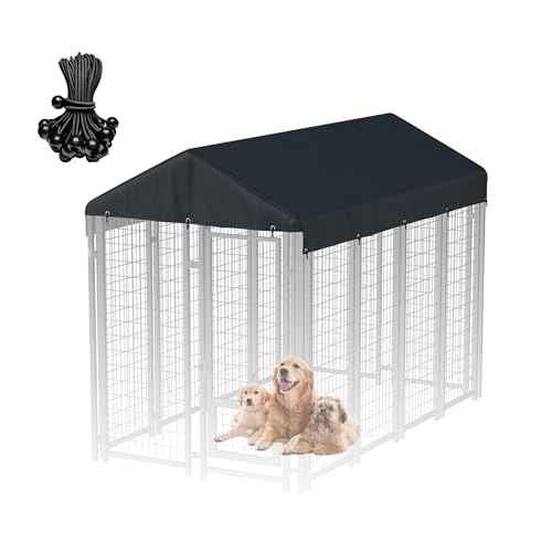 Outdoor Dog Kennel Cover 5'W x 10'L 900D Heavy Duty Waterproof UV Resistant Dog Kennel Replacement Cover - Black (Excluding Dog Cages)
