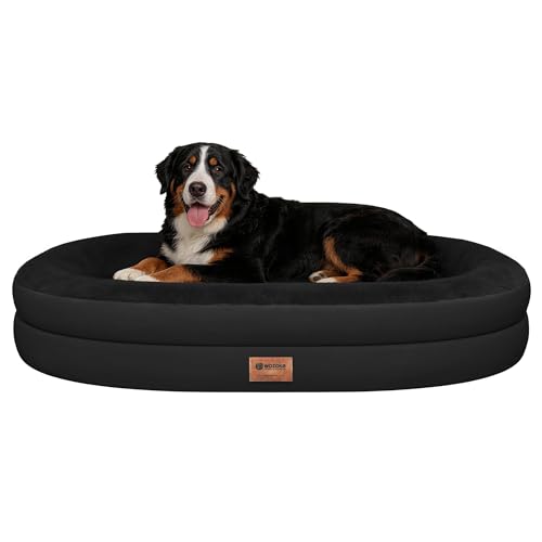 Orthopedic Washable Large Dog Bed: Cooling Memory Foam Dog Bed with Bolsters - Jumbo Bed Waterproof Removable Cover Non-Slip Bottom Pet Bed for Extra Large Sized - Black