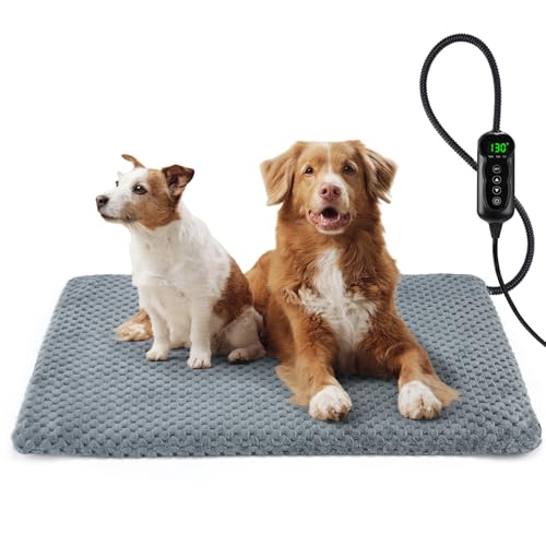 INVENHO Extra Large Pet Heating Pad, Adjustable Temperature Waterproof Dog Cat Heating Pad with Timer, Electric Pet Heated Mat