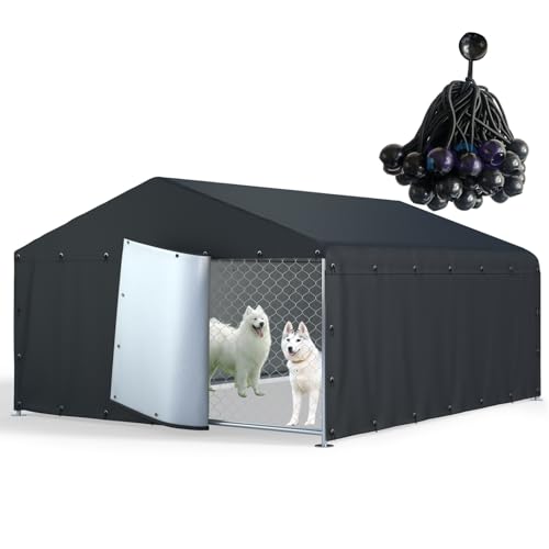 NGB Dog Kennel Cover,Featuring Multiple Elastic Bungee Cords and Windproof Ropes. Made From 600D Waterproof Oxford Fabric, This Replacement Cover Provides Full Coverage for Your Kennel,10'10'7'